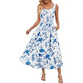 MEROKEETY Women's 2025 Summer Casual Floral Midi Dress Sleeveless Beach Vacation Tank Hawaiian Sundress