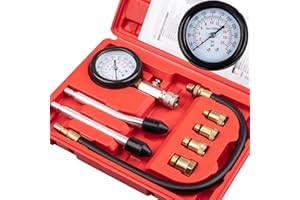 Clatoon 8pcs Petrol Engine Cylinder Compression Tester Kit, Small Engine Compression Tester Automotive Tool Gauge 0-300PSI for Testing Car Motorcycle Outboard Motor Snowmobile Chainsaw