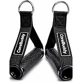 CoreBuddy Resistance Band Handles (2 Pack) &ndash; Heavy Duty Gym Cable Handles, D-Ring Attachment for Bands &amp; Cable Machines, Non-Slip Grip, Reinforced Webbing Straps, Carry Pouch Included