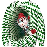 Merry Christmas Shirts for Women Funny 3D Naked Ugly Christmas Sweater for Men Unisex Cute Xmas Cat Snowman Fleece Top