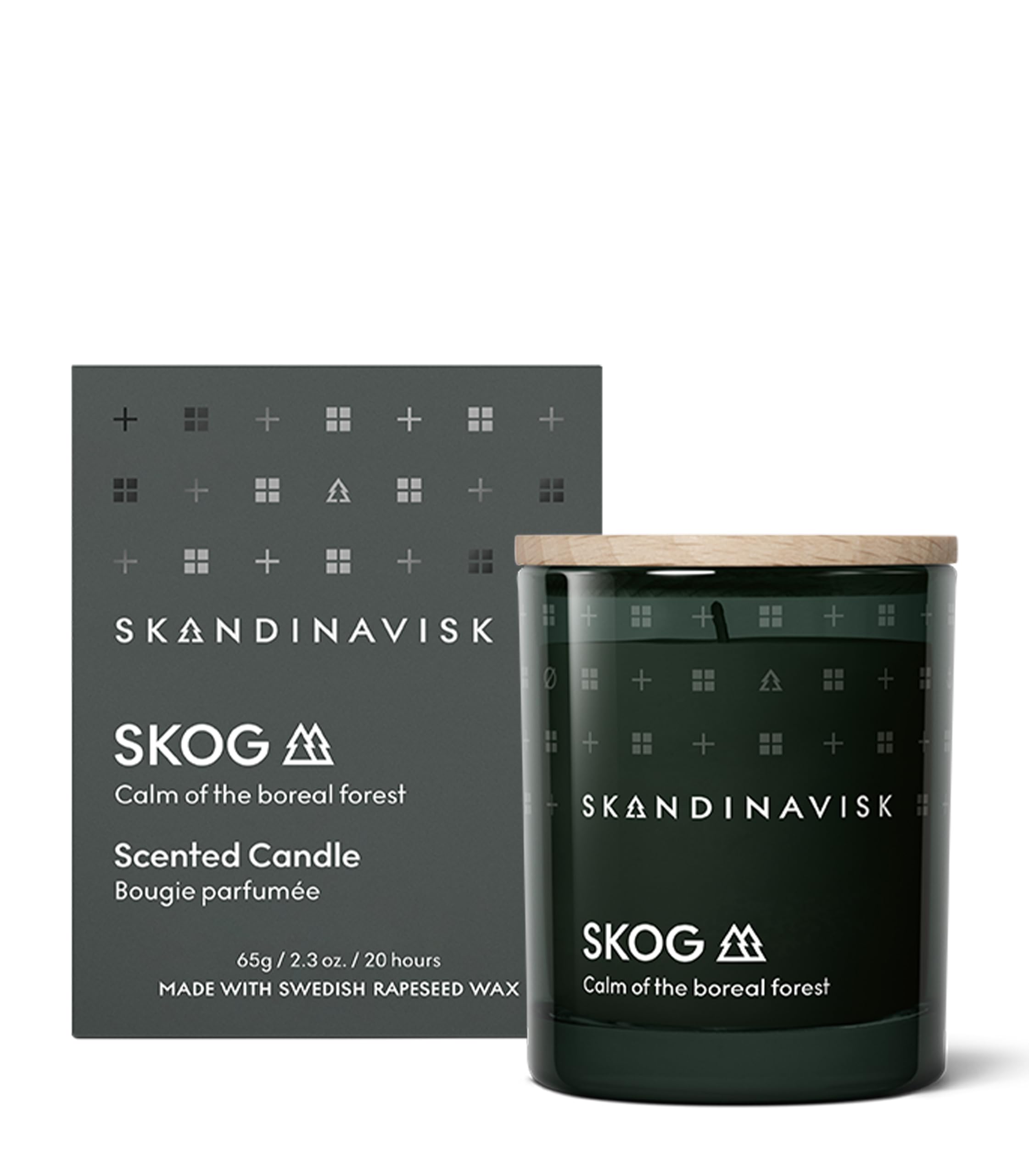 Skandinavisk Skog 'Forest' Mini Scented Candle. Fragrance Notes: Pine Needles and Fir Cones, Birch Sap and Lily of The Valley. 65 g.