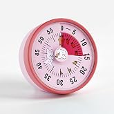 Kitchen Timer, Kitchen Countdown Cooking Reminder No Battery Required Magnetic Time Management Timer, Pink