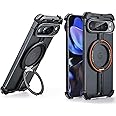 XAOVUIR Universal Pixel 9 Pro Case - Magnetic with Ring Kickstand Case for Google 9 / 9Pro, Slim Metal Frameless Protective Cover for Google 9 9Pro 5G 6.3 inch π Black