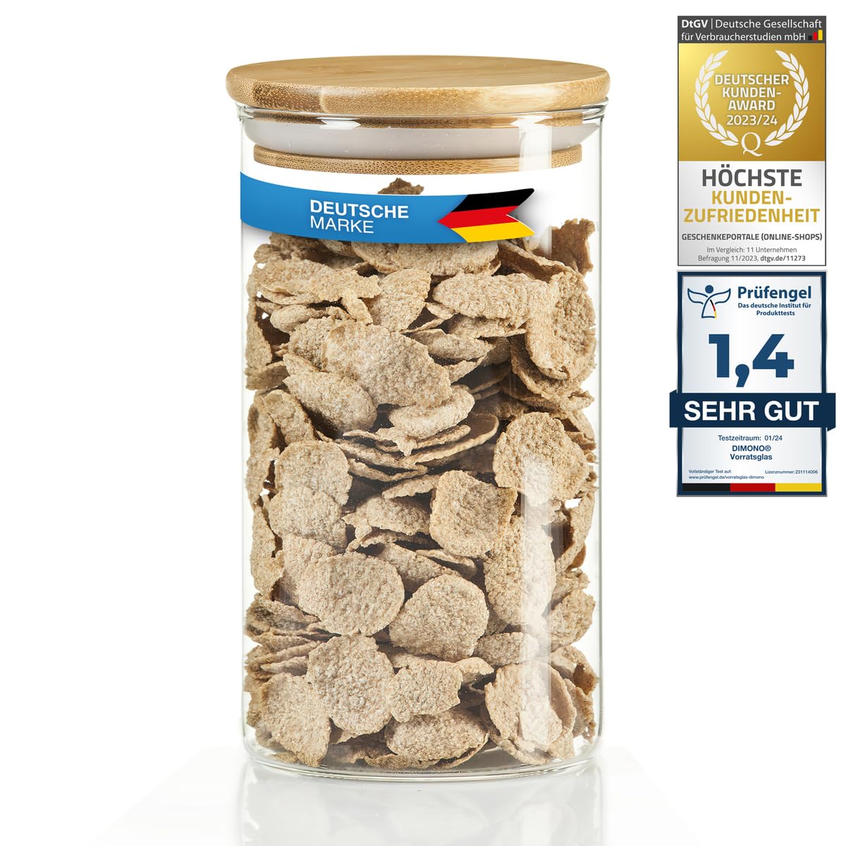 Dimono® storage glass made of borosilicate glass storag with bamboo lid (Size M)