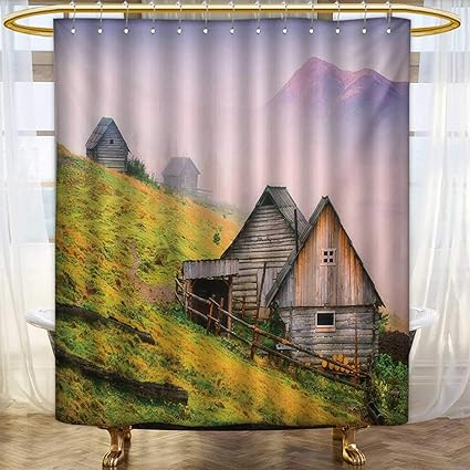 Amazon Com Lacencn Rustic Shower Curtains Fabric Nature Wooden