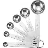 Measuring Spoons, 6-Piece Heavy Duty Stainless Steel Measuring Spoons Set | Small Tablespoon with Metric and US Measurements, Set of 6 for Measuring Dry and Liquid Ingredients