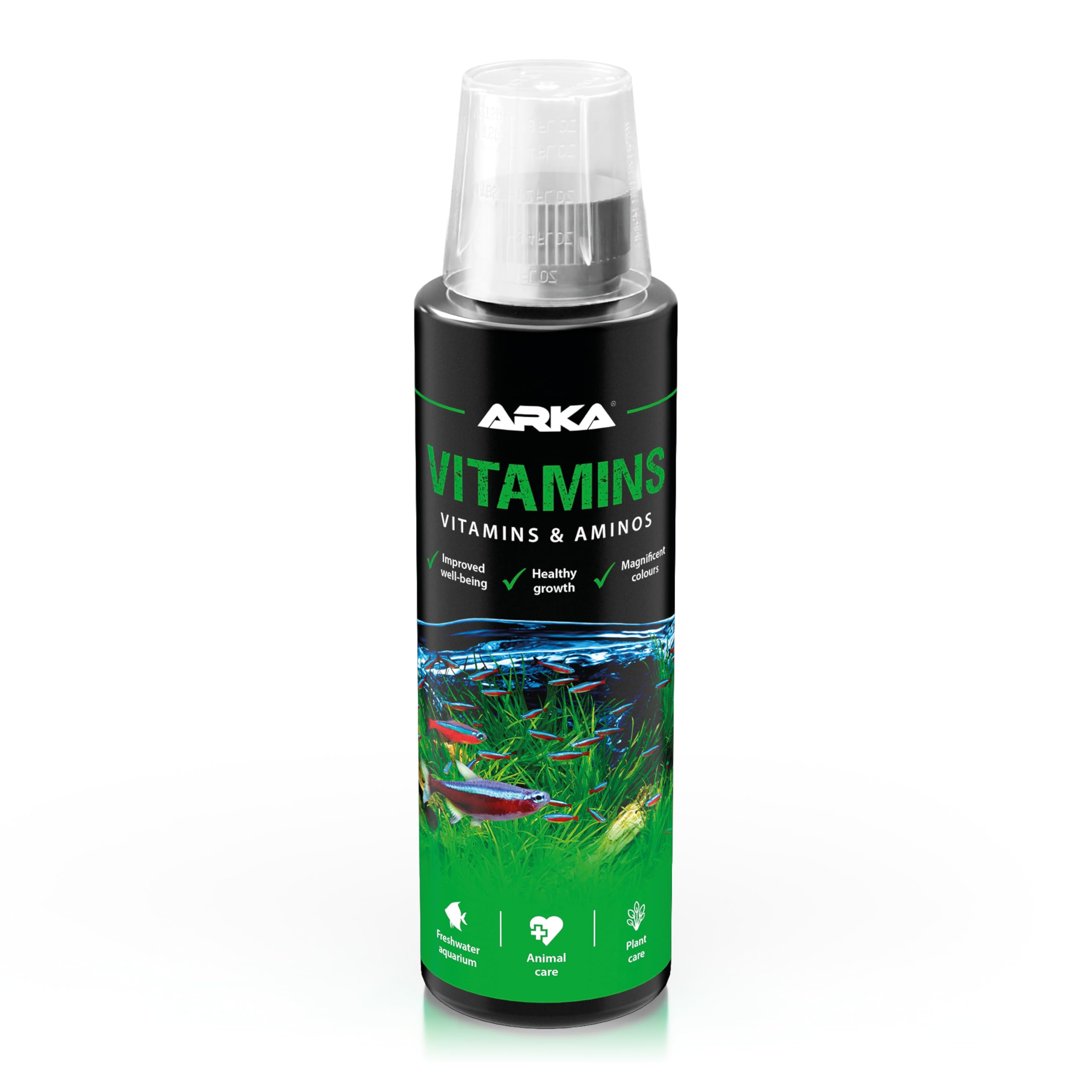 Multivitamin Booster for Aquarium Fish – ARKA Vitamins 236 ml – supports immune system, colour & vitality – with amino acids – for freshwater aquariums – bioavailable & nitrate-free – stress relief