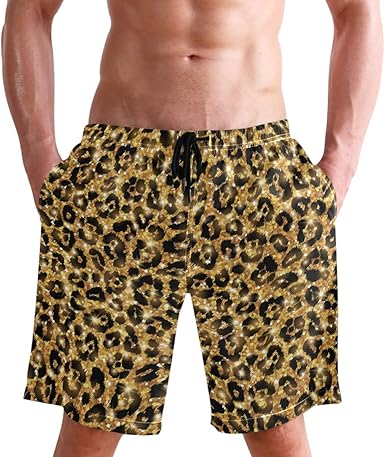 gold hibiscus print swim shorts