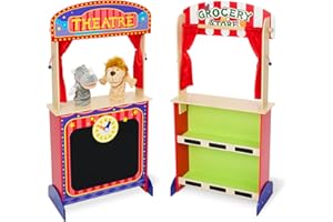 Monläurd® Wooden Puppet Theater for Kids – Montessori Pretend Play Stage, Puppet Show Set for Ages 4-8, Daycare & Home Use