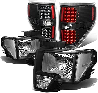 Amazon.com: Replacement for 09-14 Ford F150 Pair Black Housing Clear