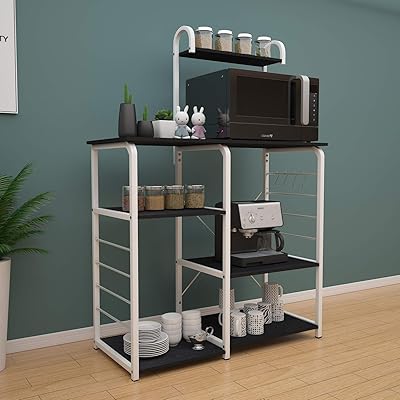 SogesHome 4-Tier Kitchen Rack Utility Microwave Oven Stand, Black