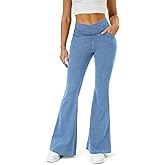 COPYLEAF Bell Bottom Jeans for Women Trendy Crossover Stretchy Jeans Flare Leggings with Pockets Y2k Butt Lifting Jeggings