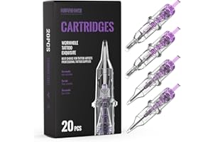 Wormhole Tattoo Cartridge Needles, 20pcs Mixed Sizes 3RL 5RL 5RM 7RM Disposable Tattoo Needles Cartridge Round Liner Shader Magnum for Cartridge Tattoo Pen Machine Permanent Makeup Tattoo Supplies