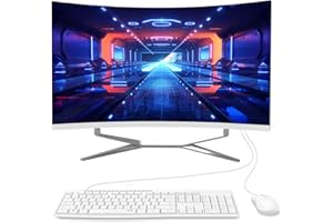 SIUGHVA 27" Curved FHD All-in-One Desktop Computer PC, N100 Quad-Core Processor, 8GB RAM, 512GB SSD, High-Speed Wired Keyboard & Mouse, Elegant Design - Perfect for Home & Office Use (N100/8GB/512GB)
