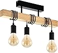 EGLO Deckenleuchte Sherburn, 3-flammig – Schwarz/weiß Mit Holz, 80x20x25,5 Cm, E27, Skandinavisch
