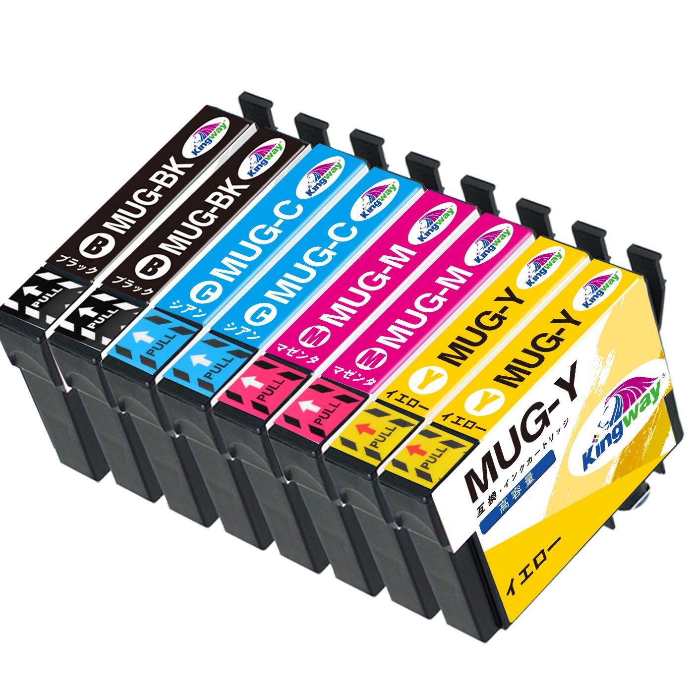 Kingway Epson用 エプソン MUG-4CL MUG 互換インクカートリッジ 4色セット×2 (計8個入り) 互換インク マグカップ 適応機種 EW-052A EW-452A残量表示機能付&最新チップ型商品画像