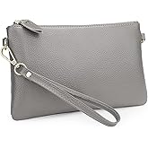 YALUXE Women's Genuine Leather Wristlet Purse Clutch Handbag with Phone Pocket Card Holder and Crossbody Strap
