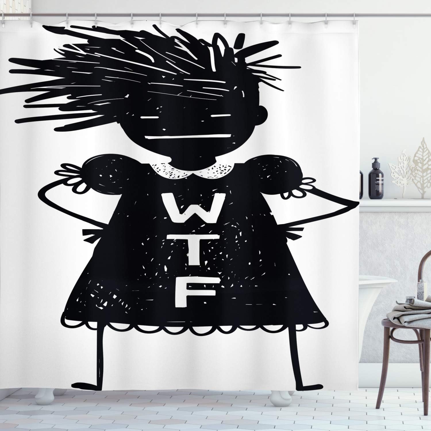 Ambesonne Quirky Decor Shower Curtain by, Furious Annoyed Woman Hands