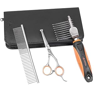 AEXYA - Premium Dog Dematting Tools Comb Scissors Set - Undercoat Tangles Deshedding Tool for Cats and Dogs – Safe and Easy Mats Remover Rake (Dematting)