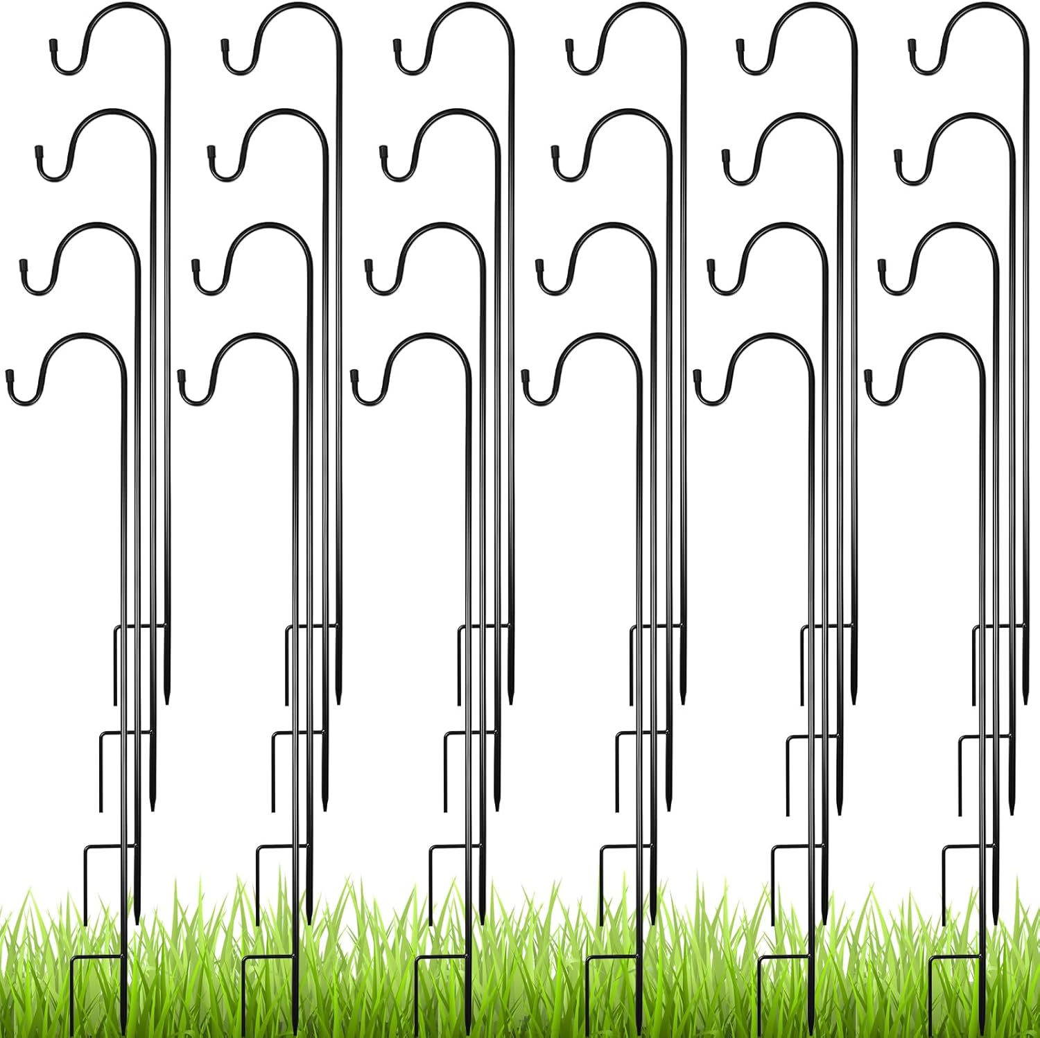 Outdoor Shepherd's Hooks - Blulu 24 Pcs Shepherds Hooks for Outdoor 35 Inch Bird Feeder Poles for Outdoors Heavy Duty Plant Holders for Outside Fence Plant Hangers Garden Hanging Stake for Hanging Solar Lights Mason Jars