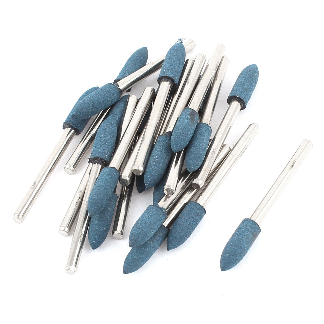 sourcing map 3mm Shank 5mm Cone Head Blue Rubber Polishing Mounted Point 22 Pcs