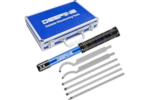 DEEFIINE Carbide Tipped Wood Lathe Turning Tools Set, Lathe Rougher Finisher Swan Neck Hollowing Tools and Interchangeable 19.5"Soft Grip Handle with Diamond Round Square Carbide Inserts