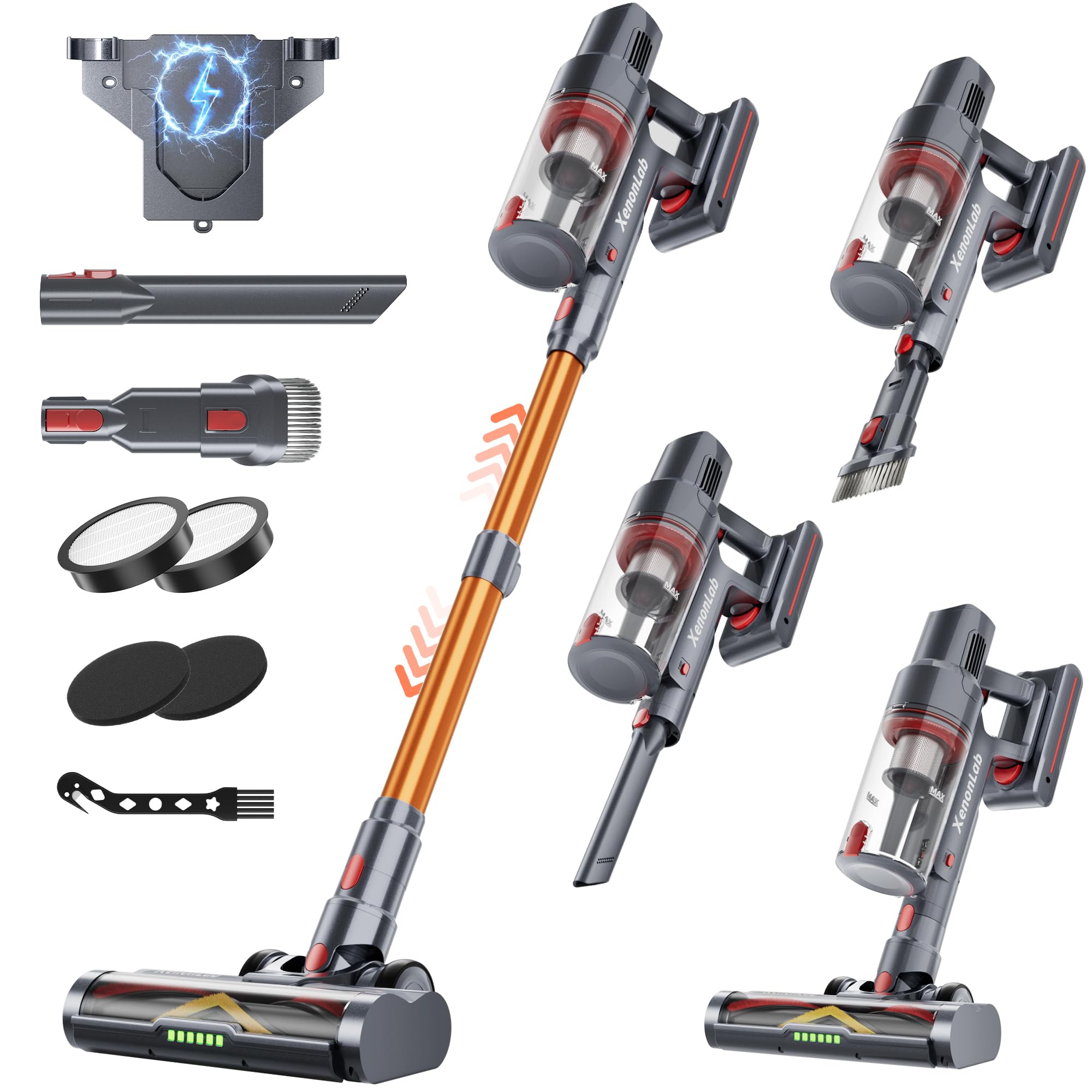 Photo 1 of XenonLab Cordless Vacuum Cleaner, 75Mins/48KPa/580W Self-Standing Vacuum Cleaners for Home, with Anti-Static&Anti-Tangle Brush, LED Touch Screen, Stick Vacuum for Carpets, Pet Hair, Hardwood Floors
