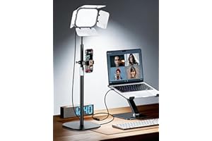 EMART Video Light, Portable 3000-5500K CRI97+ Studio Lights for Desk Setup, Magnetic Light Barndoor & Filters, Bi-Color Dimma