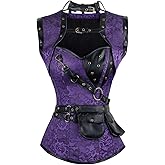 Charmian Women's Steampunk Spiral Steel Boned Vintage Retro Corset Tops Bustier