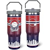 30oz Boston Tumbler with Handle and Straw, Boston Gifts for Men, Stainless Steel Vacuum Insulated Flip Straw Spill Proof Travel Mug Cup (1 Piece)