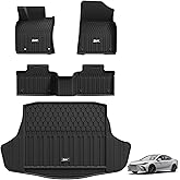 3W Floor Mats & Cargo Liner for Toyota Camry 2025 2026, TPE All Weather Custom Fit Camry(Hybrid/LE/SE/XLE/XSE), 1st & 2nd Row and Trunk Mat, Black