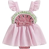 FIOMVA Baby Girl Summer Clothes Infant Stripe Watermelon Romper Dress Newborn Sleeveless Tutu Dresses Toddler Cute Outfit (A Stripe Watermelon Pink, 0-3 Months)