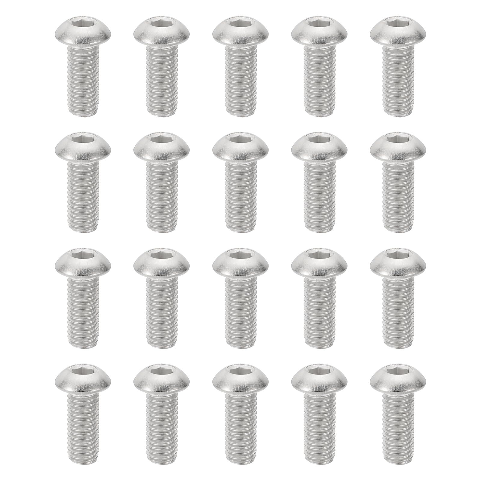 PATIKIL M8-1.25x20mm Button Head Socket Cap Screws, 20 Pcs 304 Stainless Steel 18-8 Hex Socket Cap Screw Bolts Allen Hex Drive Full Machine Thread