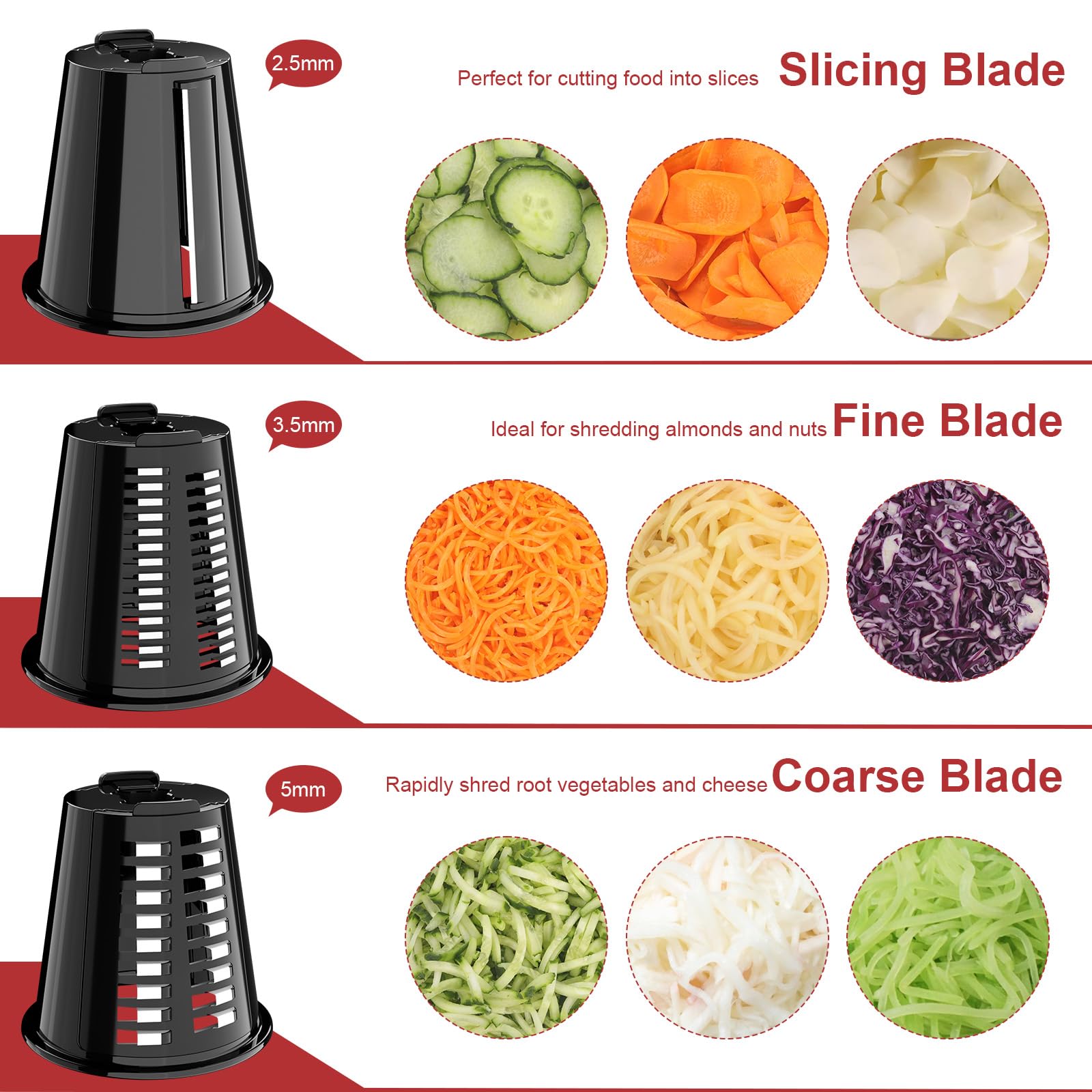 Tmbeg Slicer Shredder Attachment for KitchenAid Stand Mixer, Cheese Grater, Cheese Grater with 3 Blades, Salad Maker Attachment for Kitchen aid, Dishwasher Safe, Food Slicer for Grating and Slicing