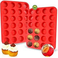Walfos Mini Silicone Cupcake Pan Set, 2-Piece Mini 24 Cups Muffin Pan, BPA Free and Dishwasher Safe, Non-stick Silicone Bakin