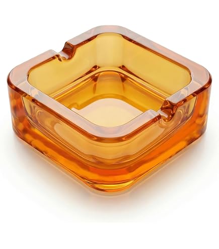 Amazon.com: Sizikato Amber Crystal Glass Ashtray. : Home & Kitchen