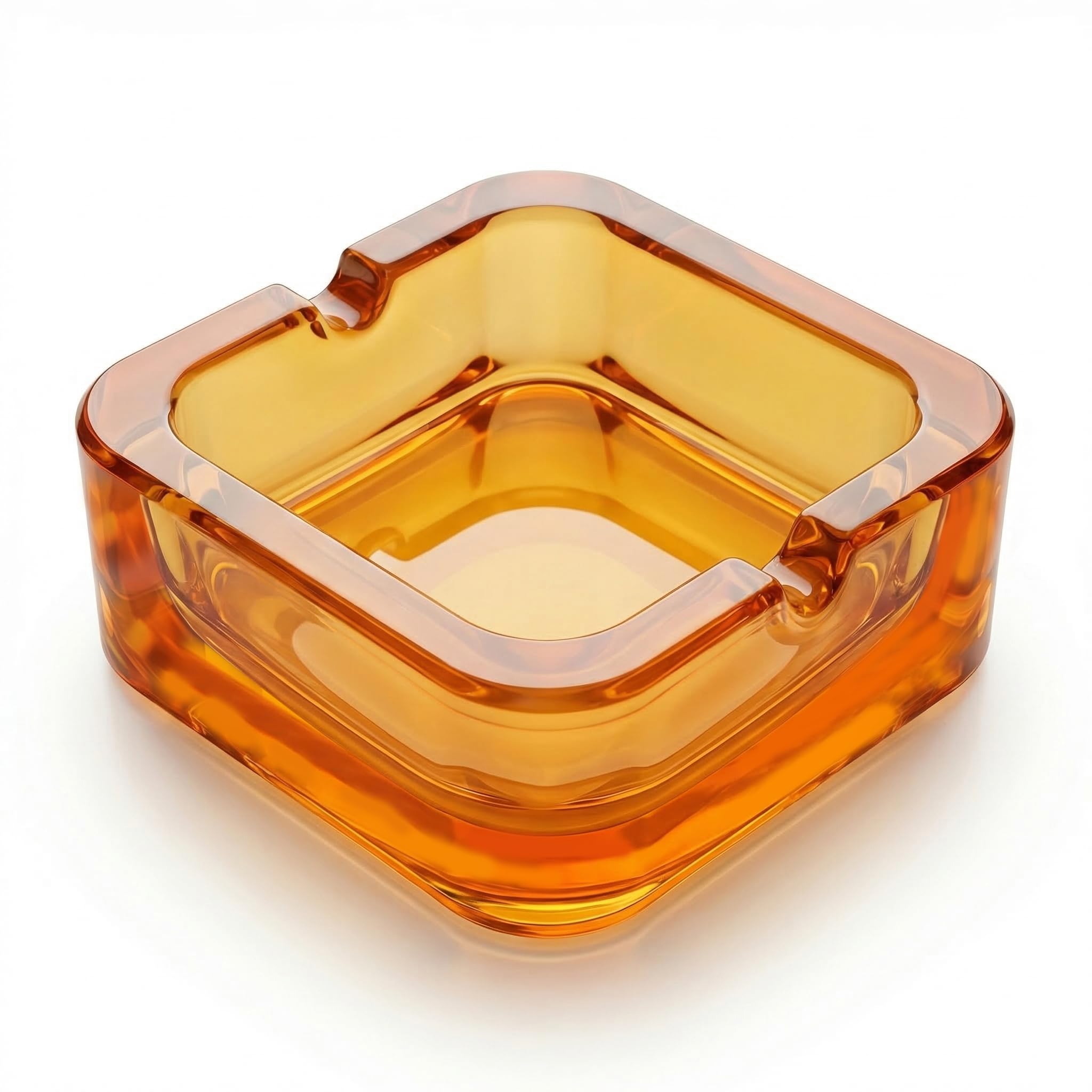 Kepfire Crystal Glass Ashtray for Cigarettes & Cigars, Vintage Square Design for Home, Office, Bar - Heavy Duty Clear Ashtray for Tabletop Use