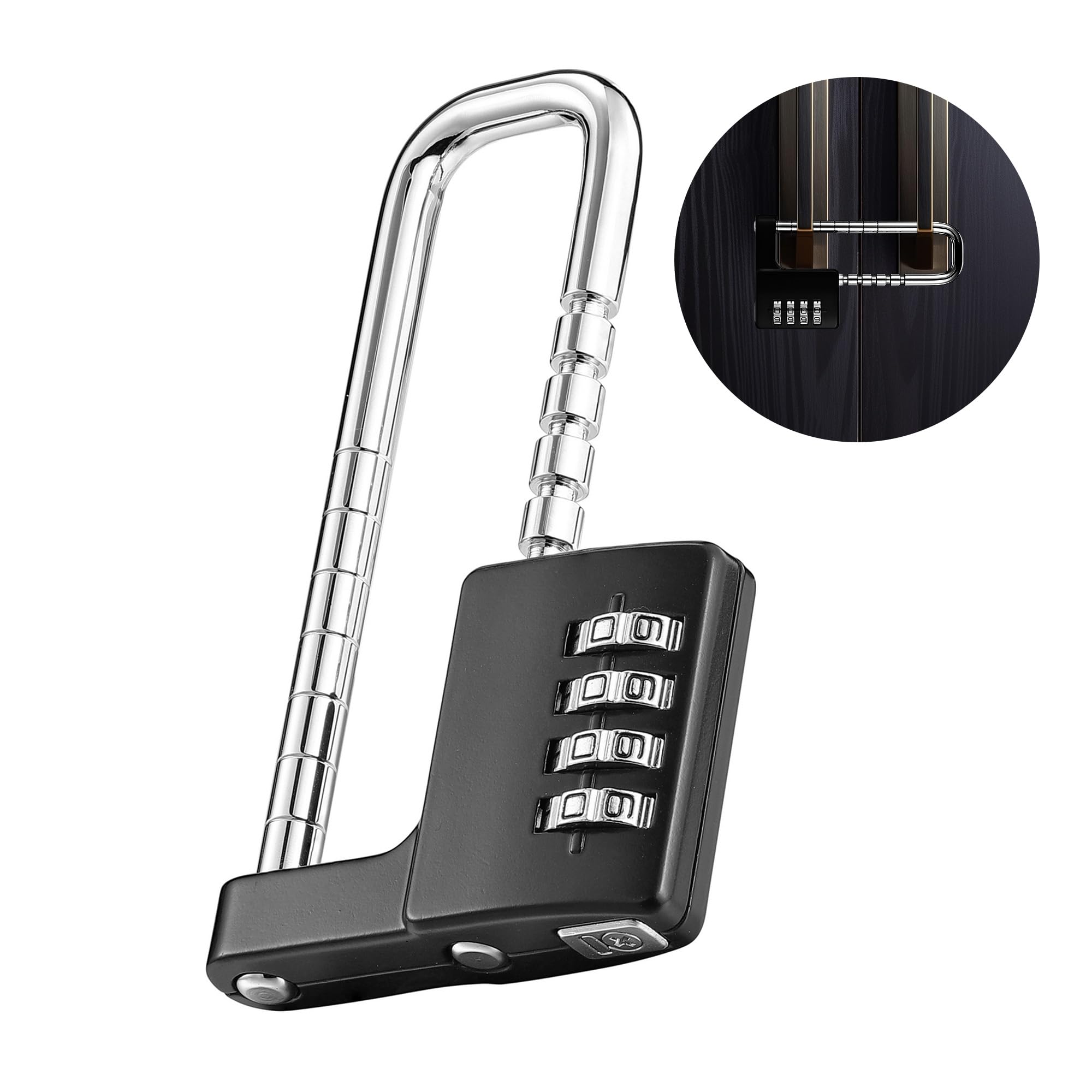 Lpraer Heavy Duty Combination Password Padlock Locker Long Shackle 4-Digit Lock Reset Weatherproof keyless Combo Lock Suitable for Outdoor Home School Gym Sports Fences Garage Cabinet Door