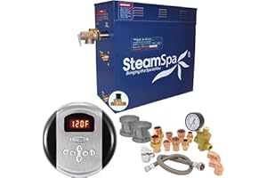SteamSpa 10.5kW Steam Sauna Generator Premium Bundle 240V Steam Generator with Analog Pad Control, Steamheads, Pressure Relief Valve, Built-in Auto Drain and Plumber Quick Install Kit PRR1050BN-A