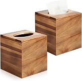 Wooden Tissue Box Cover Square 2 Pack, Tissue Box Holder | Acacia Wood Tissue Box Cover,for Tabletop Stands Office,Decorative Facial Wood Tissue Box Cover bathroom for Modern Farmhouse