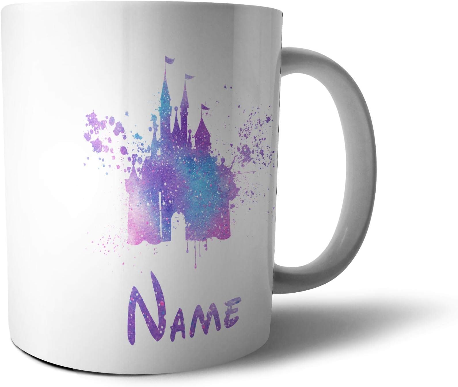 Personalised Name Initials Disney Castle Watercolor 10 oz Tea Coffee Mug Cup MugAT01P (10 OZ, Design 5)