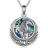 YFN Egyptian Necklace Sterling Silver Egypt God Pendant Abalone Shell Egypt Jewelry Gifts for Women Men