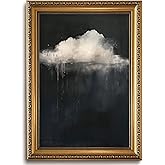 LHHJDIO Vintage Gold Framed Wall Art Dark Moody Cloud Canvas Wall Art Abstract Cloud Rain Landscape Gothic Sky Pictures Wall Decor Farmhouse Elegant Modern Art Prints for Living Room Bedroom Study