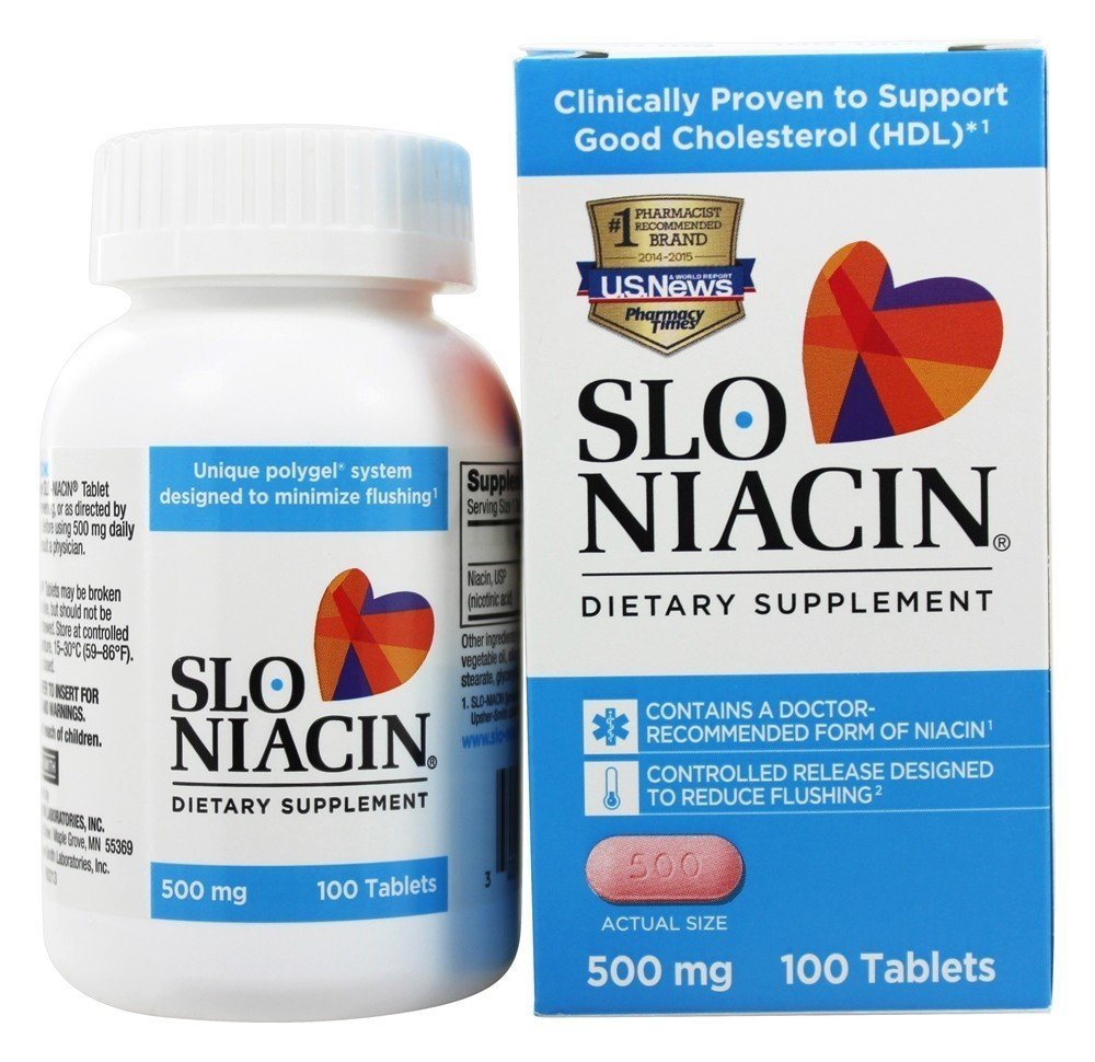 SloNiacin Vitamin B3 500 Mg Slow Release Niacin for Heart Health, Energy Boost, Health Skin