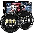 Nilight Motorcycle 2PCS 4.5 Inch LED Fog Lights Passing Auxiliary Light DOT Compatible with Harley Davidson Electra Street Glide Heritage Softail Classic Road King, Black