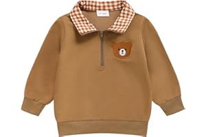 ZOELNIC Toddler Boy Quarter Zip Collared Pullover Long Sleeve Fall Winter Baby Boy Clothes Outfit 12M-4T