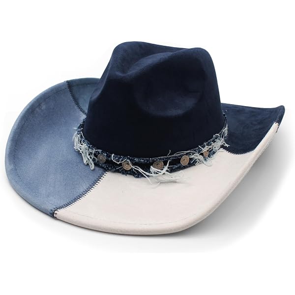 abouder Denim Cowboy Hat for Women Rhinestone Western Wide  display picture 3