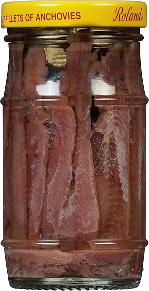 ROLAND FOODS FLAT FILLETS OF ANCHOVIES IN OLIVE OIL, SPECIALTY IMPORTED FOOD, 4.23 OUNCE JAR, PACK OF 6