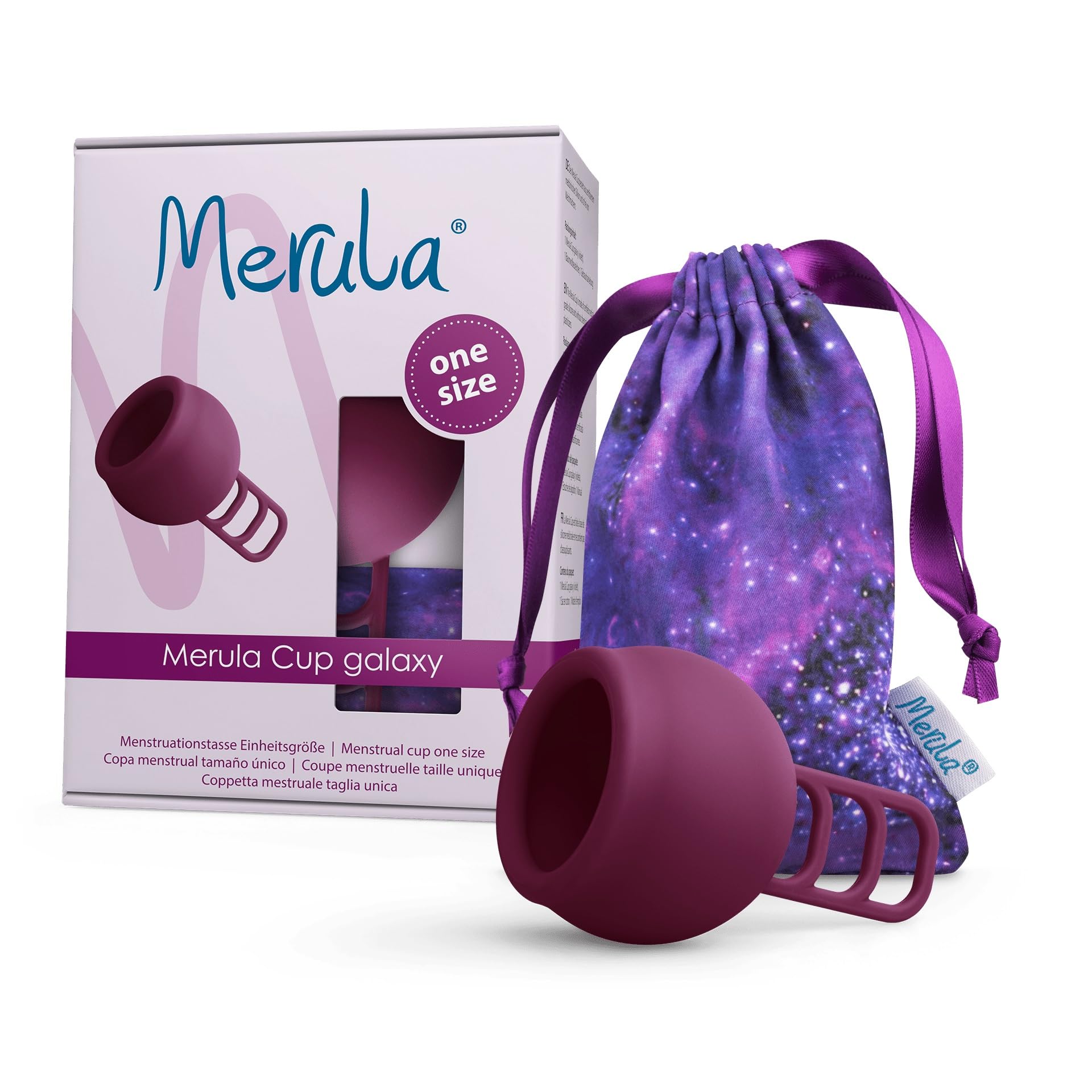 Merula Cup galaxy (violett) - One size Menstruationstasse aus medizinischem Silikon