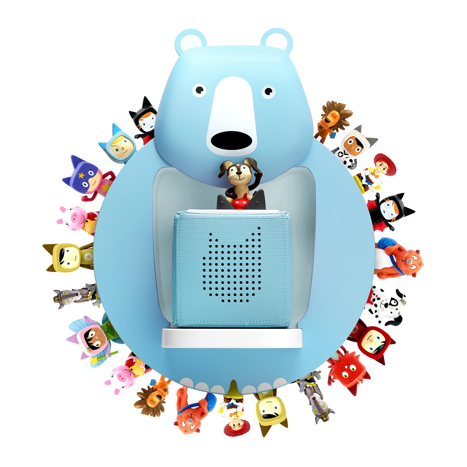 Xozoyo Tonies Shelf Wall Floating tonie Shelves for Toniebox, 30-48 Figures Storage Bear-Shaped tonies storage for Children's Rooms and Nurseries(Light Blue)